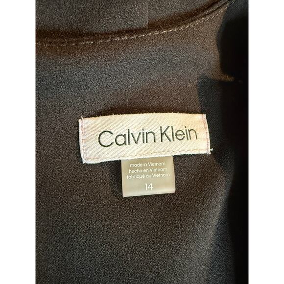 Calvin Klein Black Sequin Flutter Sleeve Midi Sheath Dress 14 NWT - Picture 8 of 9